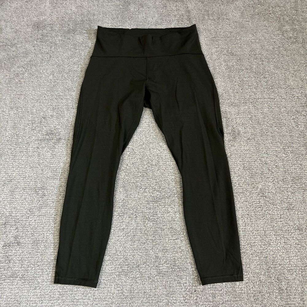 Lululemon Train Times Crop Leggings Womens 10 Green 7/8 Length Stretch Pockets